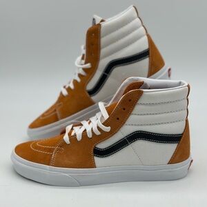 Vans Men's Orange and White High-Top Sneakers